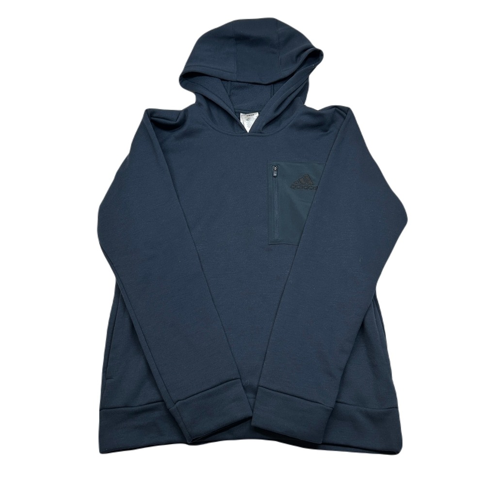 Adidas Hoodie Pullover Mens Small‎ Blue Sweatshirt Zip Pocket Athleisure